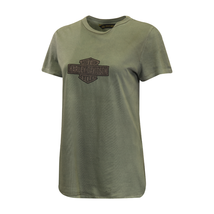 Harley-Davidson Women&#39;s T-Shirt Olive Green Embroidered Official Logo S/S (S36) - £20.87 GBP