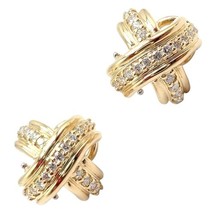 Authentic! Tiffany &amp; Co 18k Yellow Gold Classic Signature X Diamond Earr... - $3,500.00