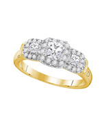 Authenticity Guarantee 
14kt Yellow Gold Princess Diamond 3-stone Bridal... - $1,543.41