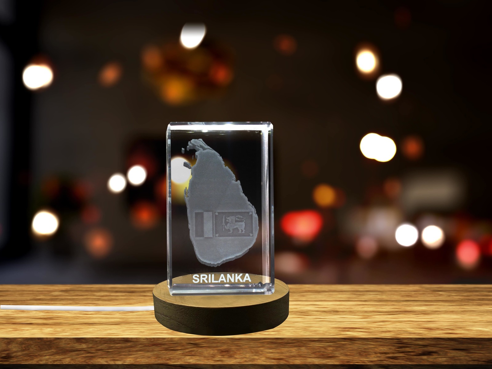 LED Base included | Sri Lanka 3D Engraved Crystal 3D Engraved Crystal Keepsake