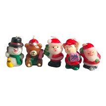 Vintage Wax Candles Snowman Elf and Santa set of 5 colorful - $11.75