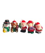 Vintage Wax Candles Snowman Elf and Santa set of 5 colorful - $219.96 MXN