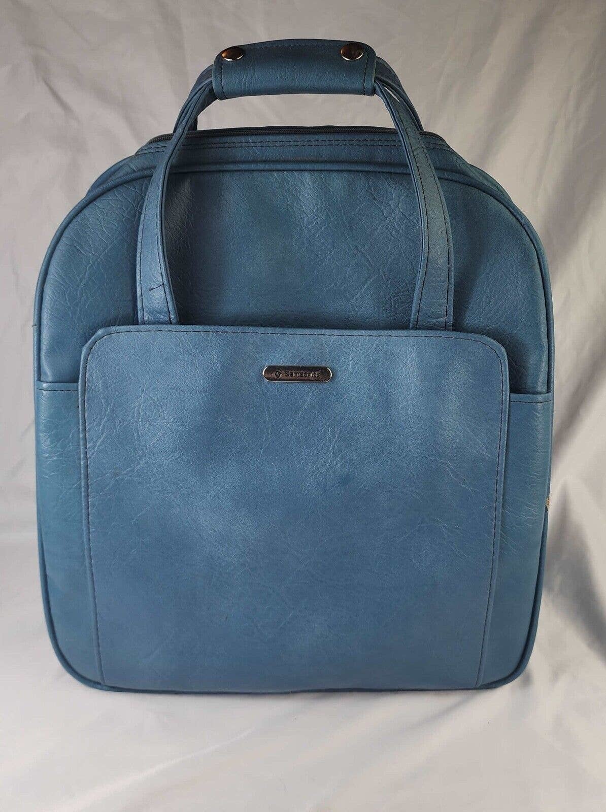 Samsonite Silhouette II Vintage 80s Blue Tall Carry-On Bag Luggage Good Cond - $25.19