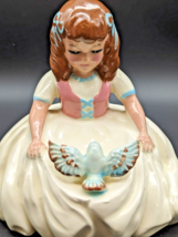 VTG Girl With Blue Bird Ceramic Planter Nursery Decor Girls Room - £14.55 GBP
