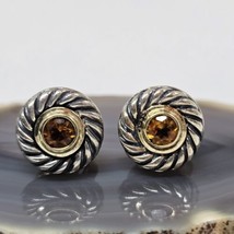 David Yurman Sterling Silver 925 and 14K 585 Yellow Gold Citrine Cookie Earrings - $229.95