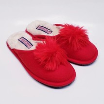 Vineyard Vines Red Slippers 10M Pom Pom Slides Shearling Women&#39;s New without Box - £22.85 GBP