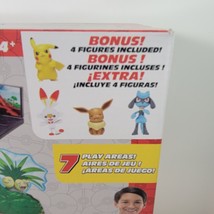 Pokemon Carry Case Volcano Playset w/ 4 2&quot; Figures Pikachu Scorbunny Eevee Riolu - £35.45 GBP
