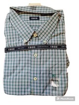 IZOD Men’s XXL Green Plaid Button Down Shirt Easy Care Long Sleeve  - £24.88 GBP