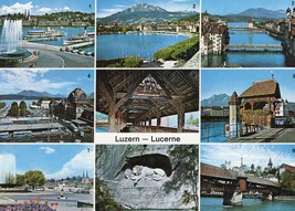 Lucerne Unposted Vintage Postcard Wagenbachbrunnen Lowendenkmal - £11.60 GBP