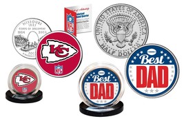 Best Dad - Kansas City Chiefs 2-Coin Set Quarter &amp; Jfk Half Dollar Nfl Licensed - £10.95 GBP