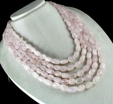 Natural Rose Quartz Carved Cabochon Beads 1356 Carats Gemstone Fashion Necklace - £216.87 GBP