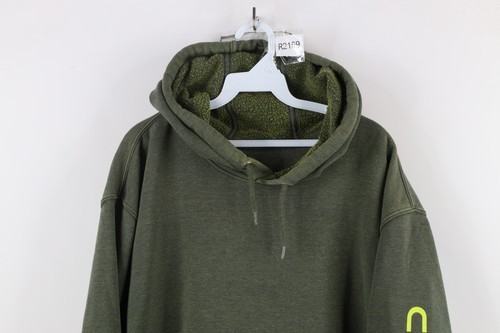 Vtg Carhartt Mens 2XL Faded Spell Out Box Logo Hoodie Sweatshirt Heather Green Item image 2