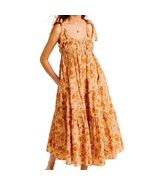 Ulla Johnson Cordelia Dress Meadow Gold Size 8 Floral Midi Peasant Tiered Easter - $193.05