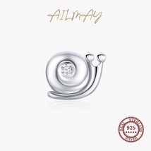 Ailmay Top Quality Real 925 Silver Cute Snail Stud Earrings For Women Girl Cute  - £10.29 GBP