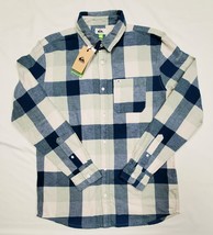 S- Quiksilver MOTHERFLY Blue Reg Fit Flannel Plaid Shirt 42&quot; EQYWT04330 - £21.72 GBP
