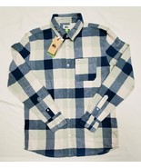 S- Quiksilver MOTHERFLY Blue Reg Fit Flannel Plaid Shirt 42&quot; EQYWT04330 - £21.68 GBP