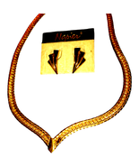 Napier gold chain necklace and earring set/lot - £38.72 GBP