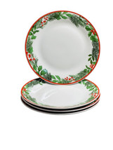 Royal Norfolk 10 1/2&quot; Dinner Plates Set Of 4 Christmas Holly Wreath SHIP24H-NEW - £46.45 GBP
