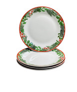 Royal Norfolk 10 1/2&quot; Dinner Plates Set Of 4 Christmas Holly Wreath SHIP... - £46.45 GBP