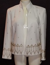 NEW Draper&#39;s &amp; Damon&#39;s Off-White Open Front Jacket Gold Beaded Lined Siz... - £15.75 GBP