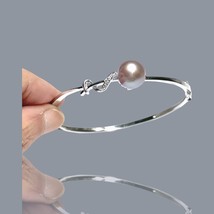 Splendid 10 - 10.5mm Purple Lavender Edison Cultured Round Pearl 7 - 7.5&quot; Bangle - £108.02 GBP