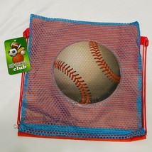 Baseball theme Blue Red String Drawstring Backpack for kids, party favor - £6.17 GBP