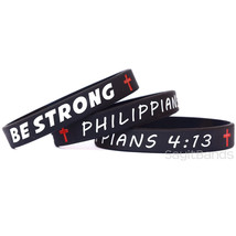 3 of Be Strong Wristbands - Philippians 4:13 Religious Scripture Bracelets - £7.13 GBP