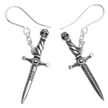 Alchemy Gothic Hand of Macbeth Dagger Earrings Dangling Surg Steel Hooks... - $20.95
