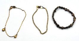 3 Small Wrist Bracelets Gold-tone, Rhinestone Tennis,  Emoji Happy Face - $19.25