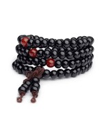 Stretch Wrap Mala Bracelet 108 6mm Bead Beautiful Black Wood Prayer Budd... - €3,45 EUR