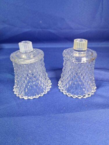 Vintage Homco Votives Clear Diamond Glass Candle Holders Set of 2  - $14.01