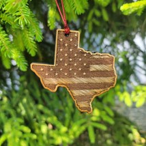 Texas Flag Ornament Christmas American Wood Engraved Flags 3.25&quot; TX Dallas - £15.02 GBP