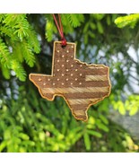 Texas Flag Ornament Christmas American Wood Engraved Flags 3.25&quot; TX Dallas - £14.73 GBP