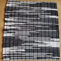 New Black and White WovenRag Rug 30 x 28 inches Machine Washable USA Made - £23.74 GBP