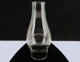 Clear Glass Hurricane Oil Lamp Globe, 2 1/2&quot; Rolled Rim Fitter, Vintage,... - £11.47 GBP