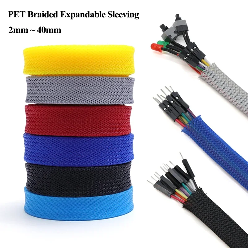 Insulated ExpanBle Braided Sleeving 2/4/6/8/10/12/14/16/20/25/30/40mmTig... - £19.11 GBP