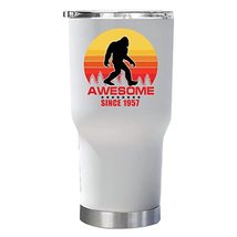 Bigfoot Awesome Since 1957 Tumbler 30oz With Lid Gift 65th Happy Birthday Colorf - £23.61 GBP