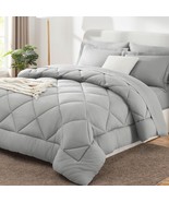 Cozylux King Size Comforter Set Light Grey - 7 Pieces Bed In A Bag King,... - $77.94