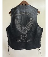 Leather King Men&#39;s Side Lace Leather Vest-Embossed Back-Size 42 Small - XS - $59.39