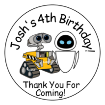 12 Personalized Wall-e &amp; Eve Birthday Party Stickers Favors Labels 2.5&quot; Custom - £9.73 GBP