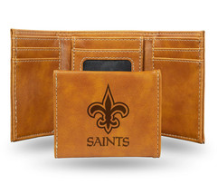 NFL New Orleans Saints Embossed Trifold Wallet of Real Leather - £20.24 GBP