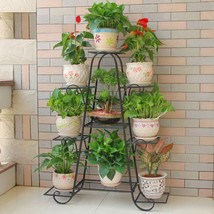 Large European-Style Iron Flower Pot Stand Shelves Garden 9 Tiered Plant... - £56.48 GBP