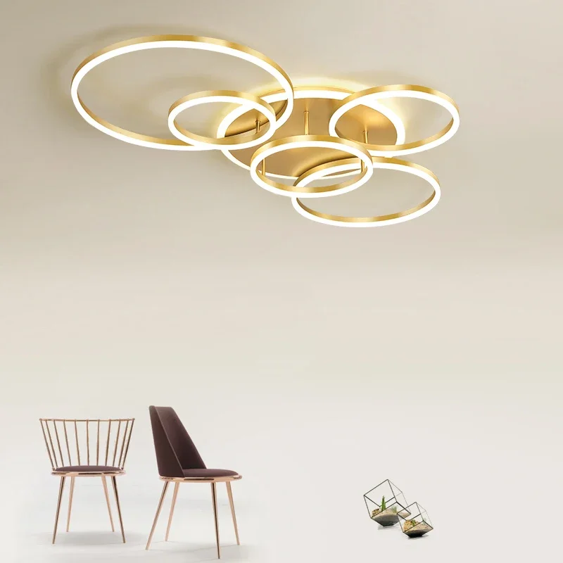 Eiling chandelier light for living room dimmable bedroom ring ceiling lamp lustre ac 90 thumb200