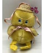 Vintage Emotions Mattel Duck Plush Straw Hat Flowers Blue Eyes Stuffed 7... - £30.78 GBP