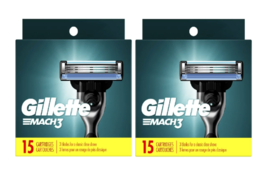 Gillette Mach3 Men&#39;s Razor Blades, 15 Blade Refills 2 Pack - £37.76 GBP