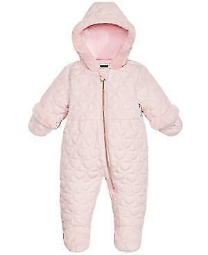 S Rothschild & Co Baby Girls Hooded Quilted-Heart Footed Pram with Faux-Fur Trim - $30.15