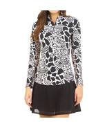 NWT Ladies IBKUL BIANCA BLACK Long Sleeve Mock Golf Shirt - S M L XL XXL - $1,106.13 MXN