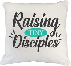 Raising Tiny Disciples Cute White Pillow Cover For A New Mom, Dad, Mother, Fathe - £19.14 GBP+