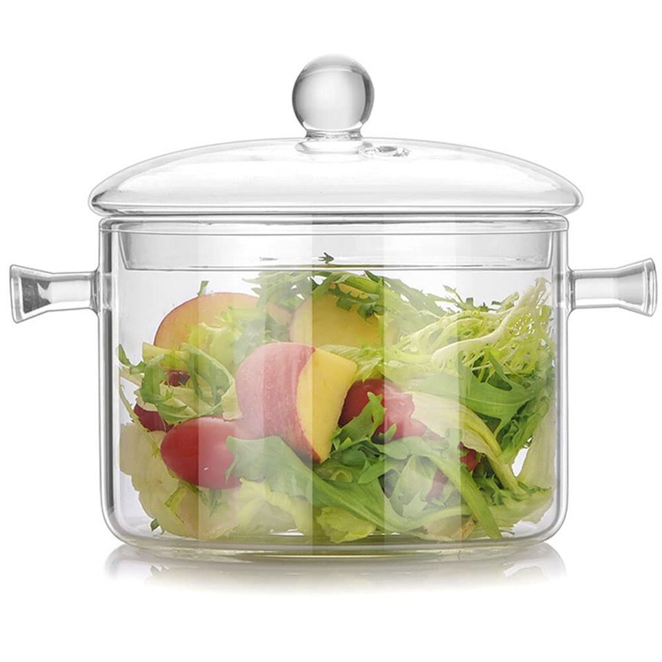 Glass Cooking Pot 1.7L Heat-Resistant Borosilicate Clear Saucepan - $20.10
