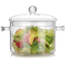 Glass Cooking Pot 1.7L Heat-Resistant Borosilicate Clear Saucepan - $20.10 Glass Cooking Pot 1.7L Heat-Resistant Borosilicate Clear Saucepan - $20.10